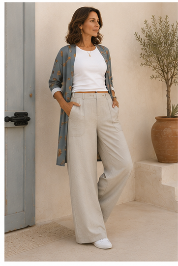 Pantalón negro de tiro alto y pierna ancha