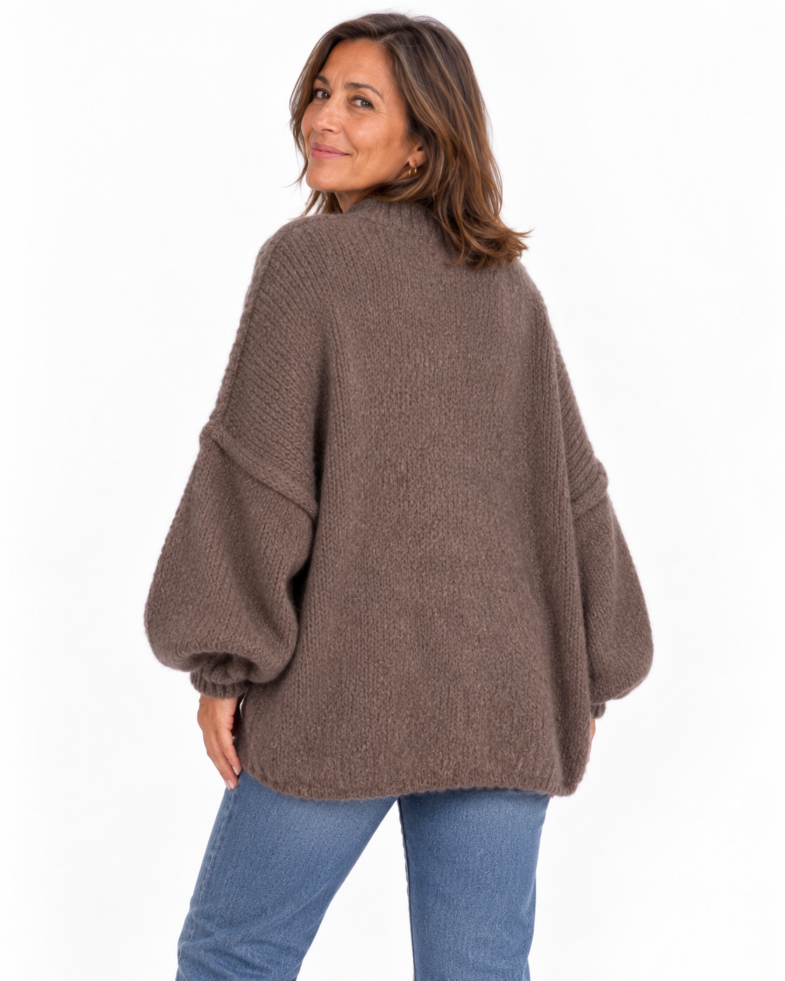 Cárdigan Oversize de Punto con Botones Dorados