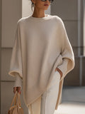 Jersey oversize largo beige de punto