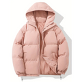 Parka acolchada rosa con capucha