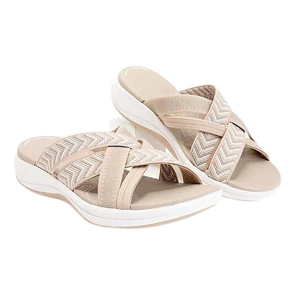 Sandalia beige anatómica de piel