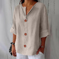Blusa oversize gris de líneas verticales