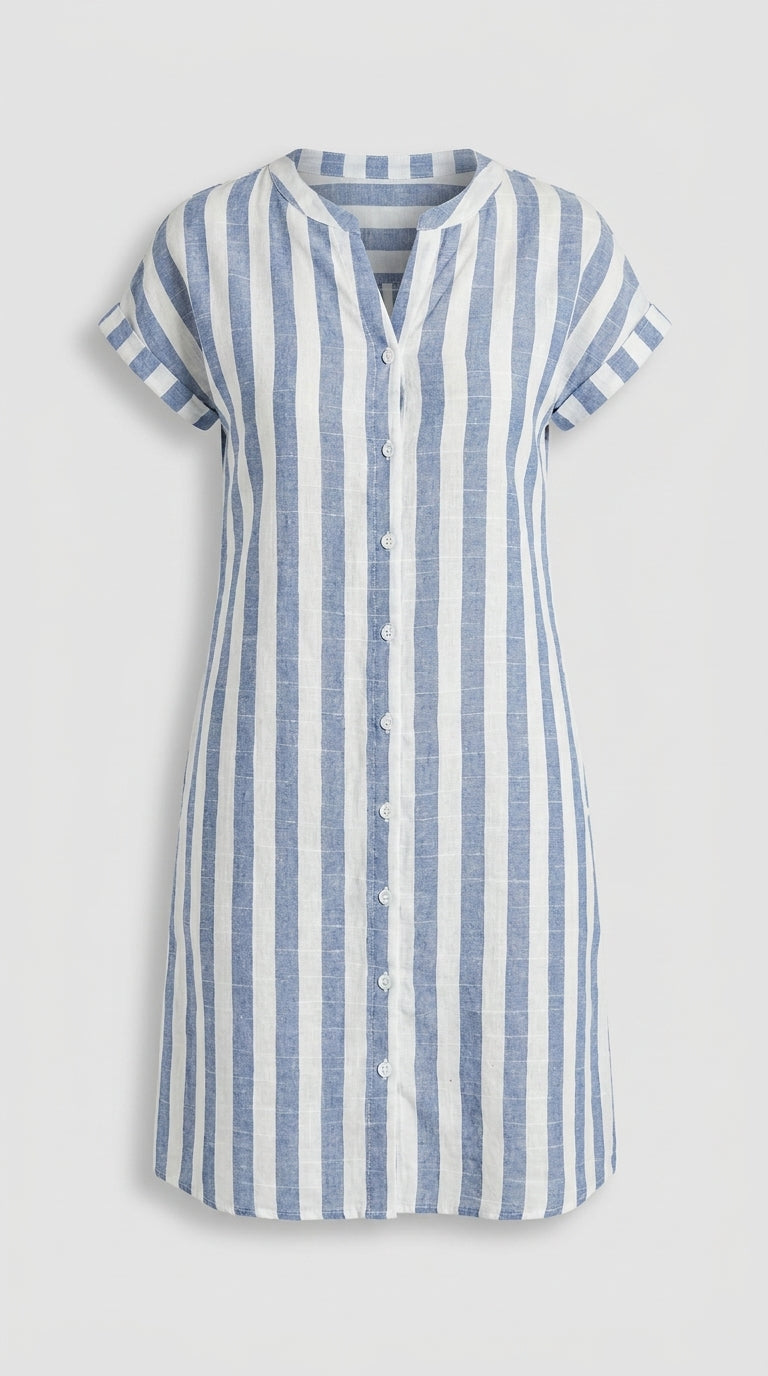 Vestido camisero de rayas azules