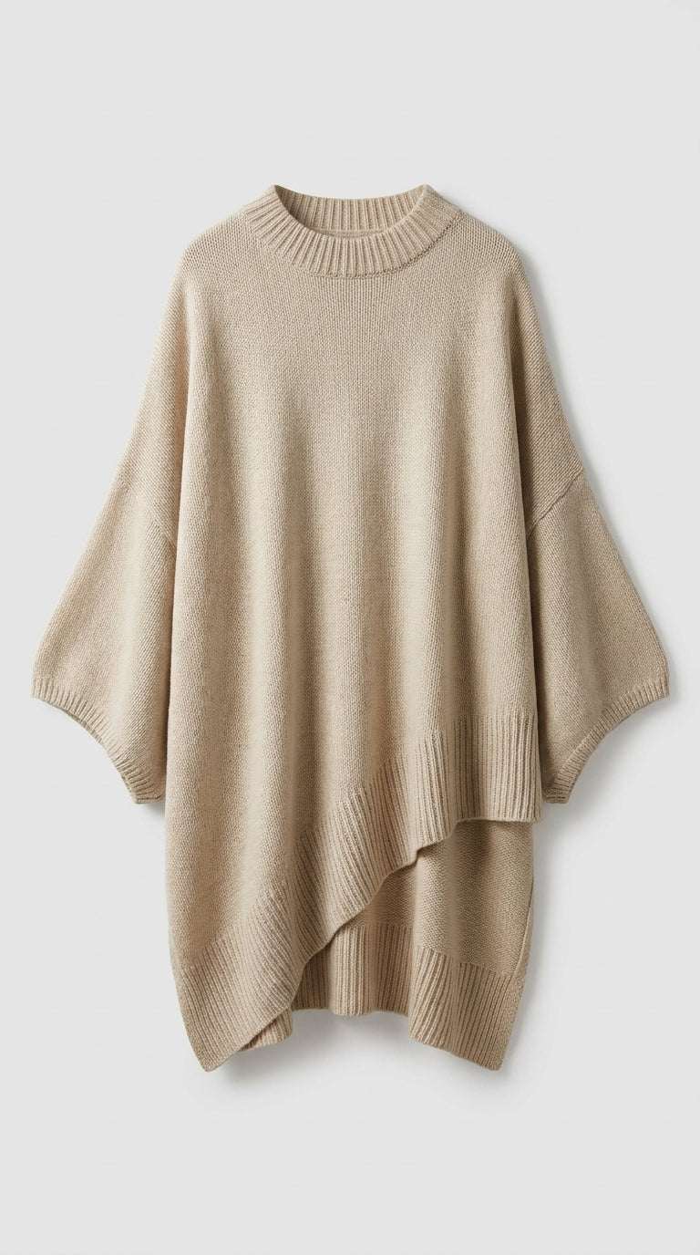 Jersey oversize largo beige de punto