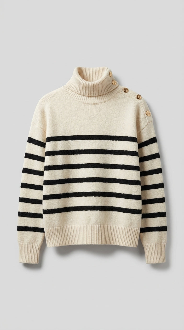 Jersey beige y negro de rayas