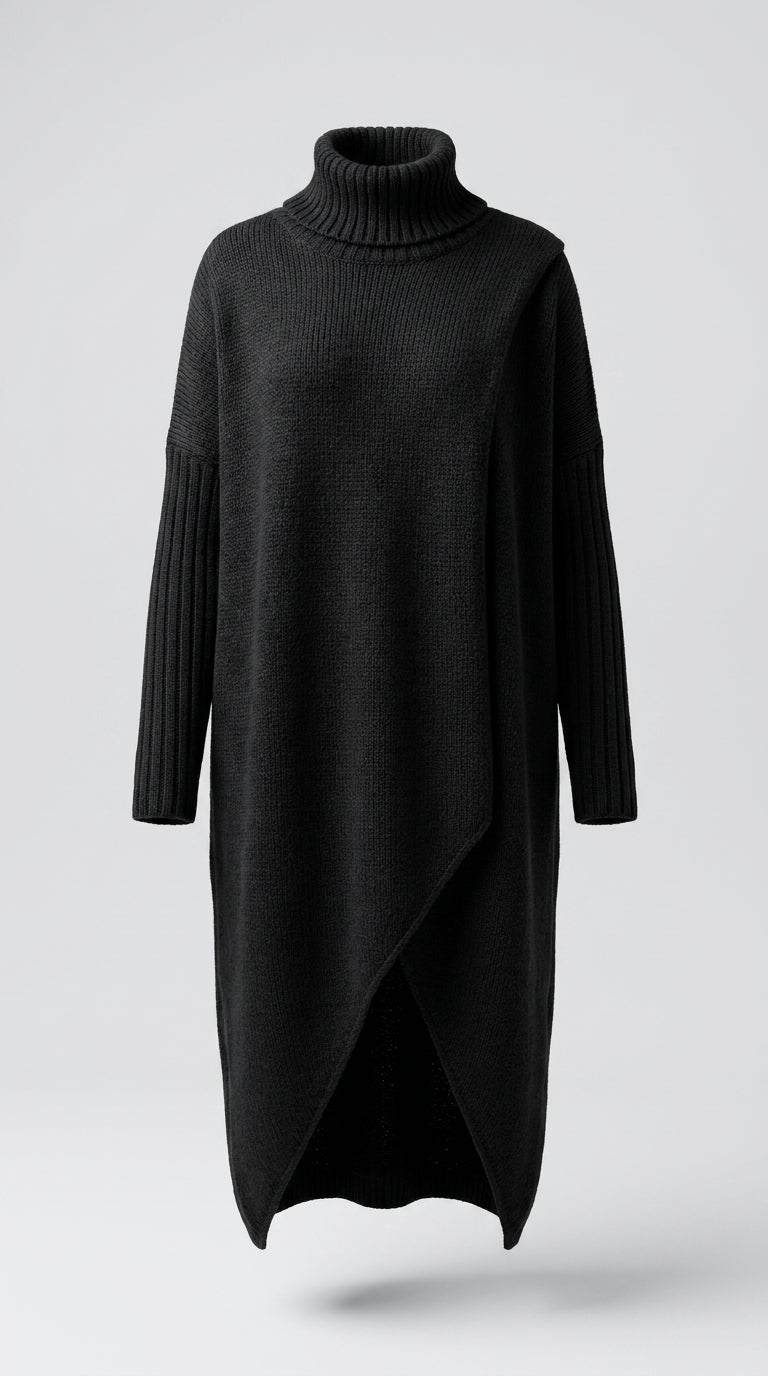 Jersey largo negro de cuello alto