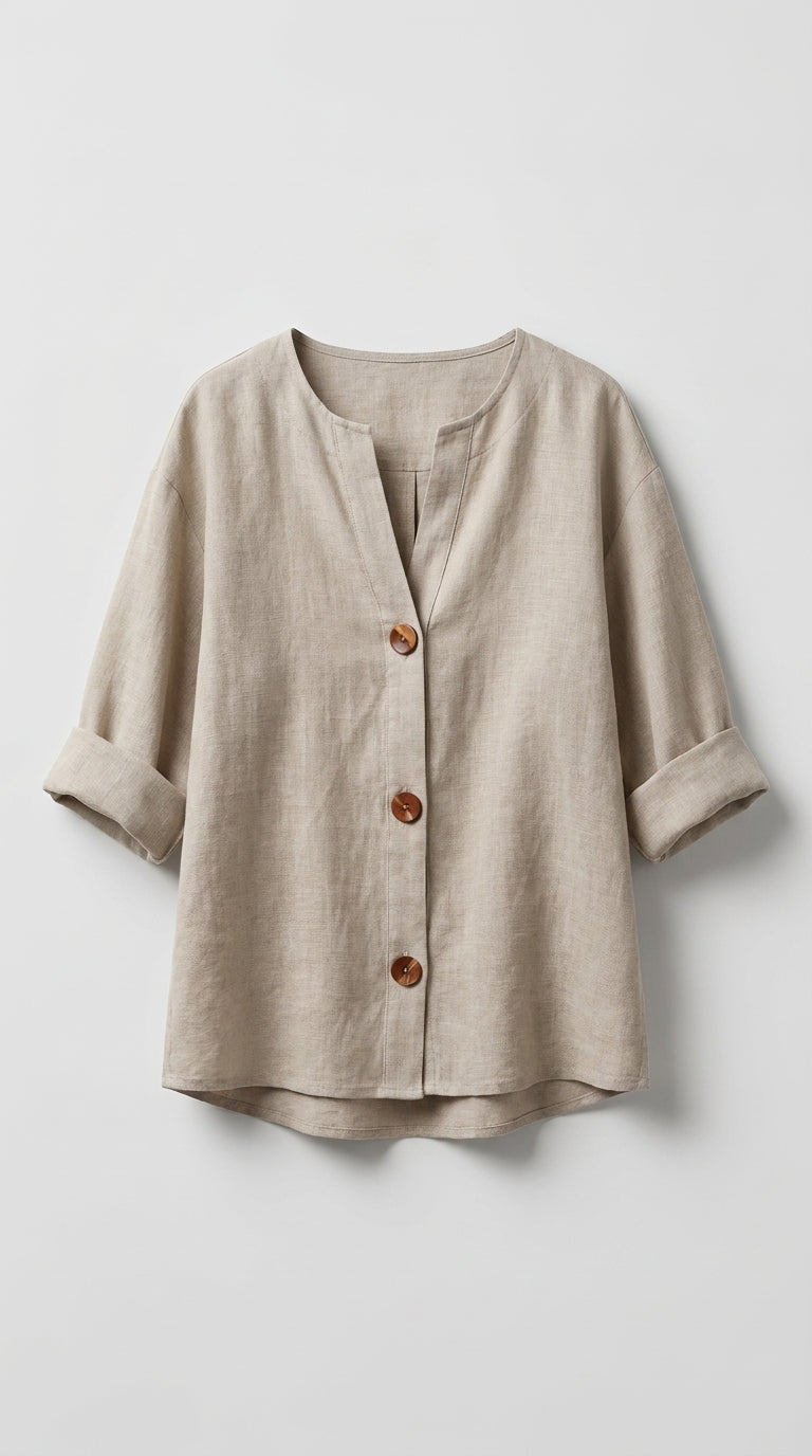 Blusa oversize gris de líneas verticales