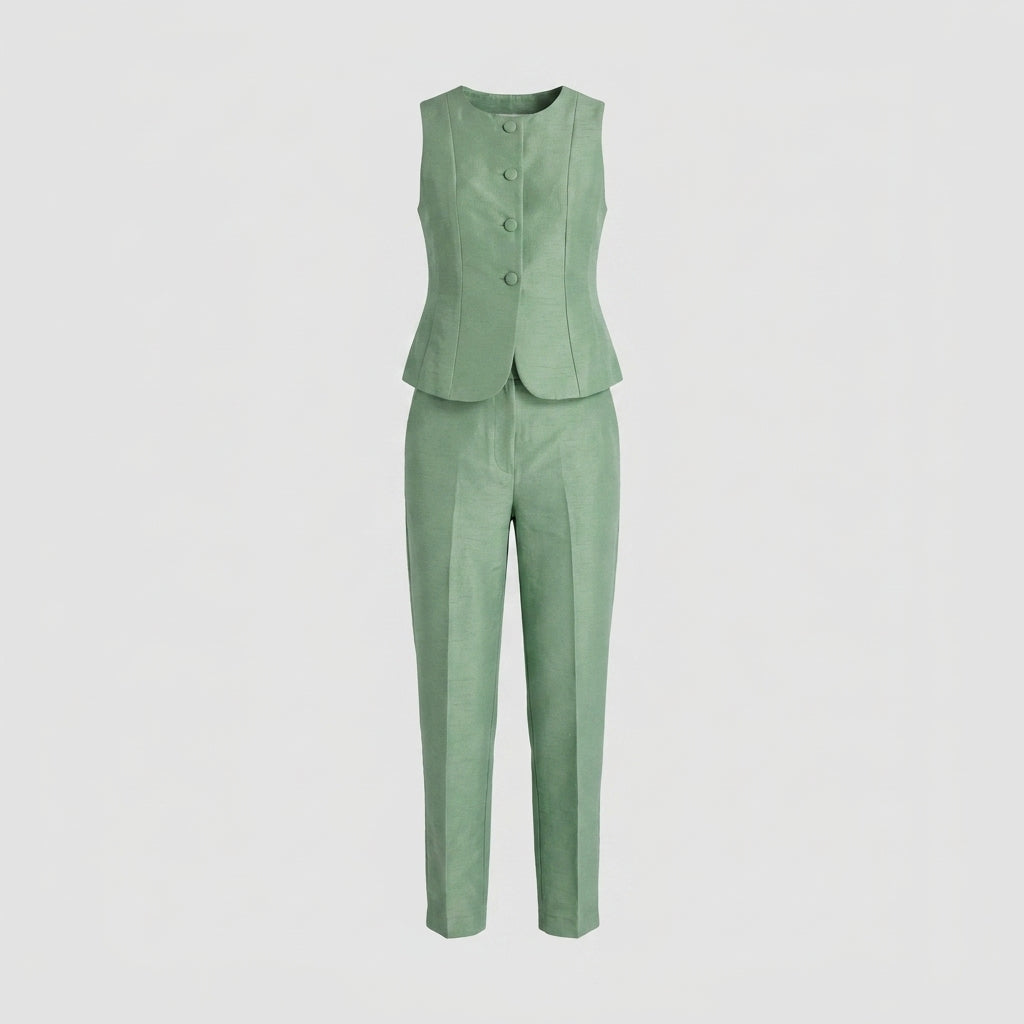 Pantalón verde menta de vestir y tiro alto