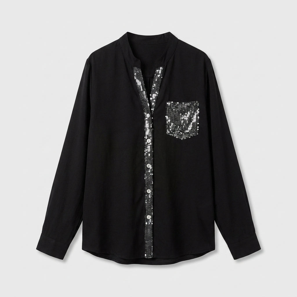 Blusa negra con detalles brillantes