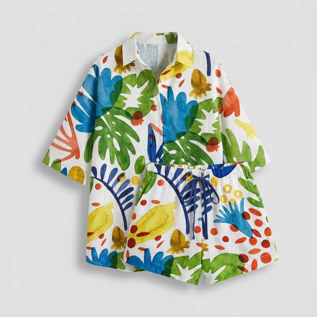 Conjunto estampado de camiseta y shorts