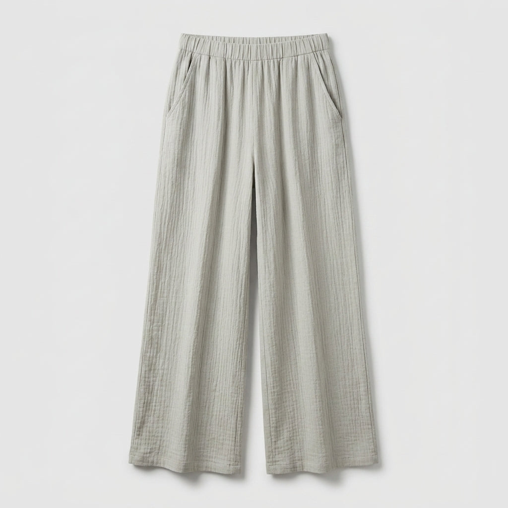 Pantalón gris ancho de corte casual