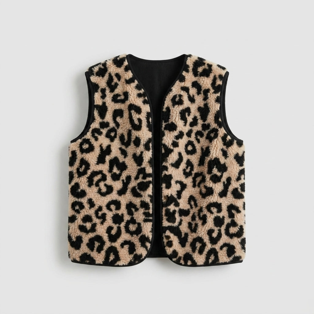 Chaleco acolchado con estampado leopardo
