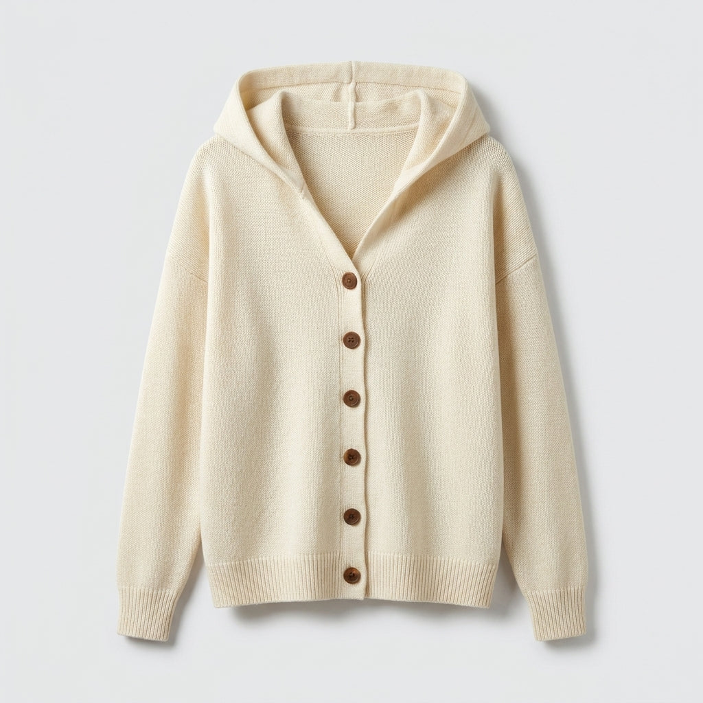 Cárdigan beige con capucha