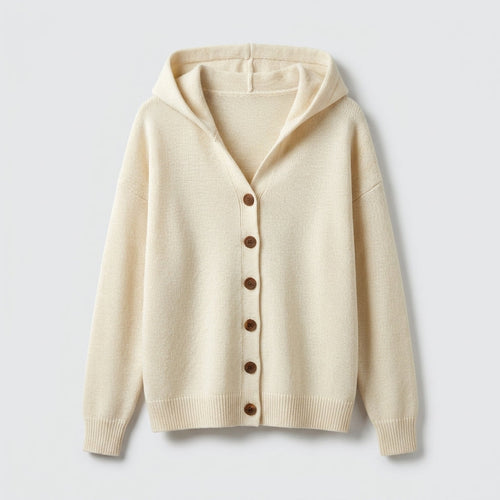 Cárdigan beige con capucha