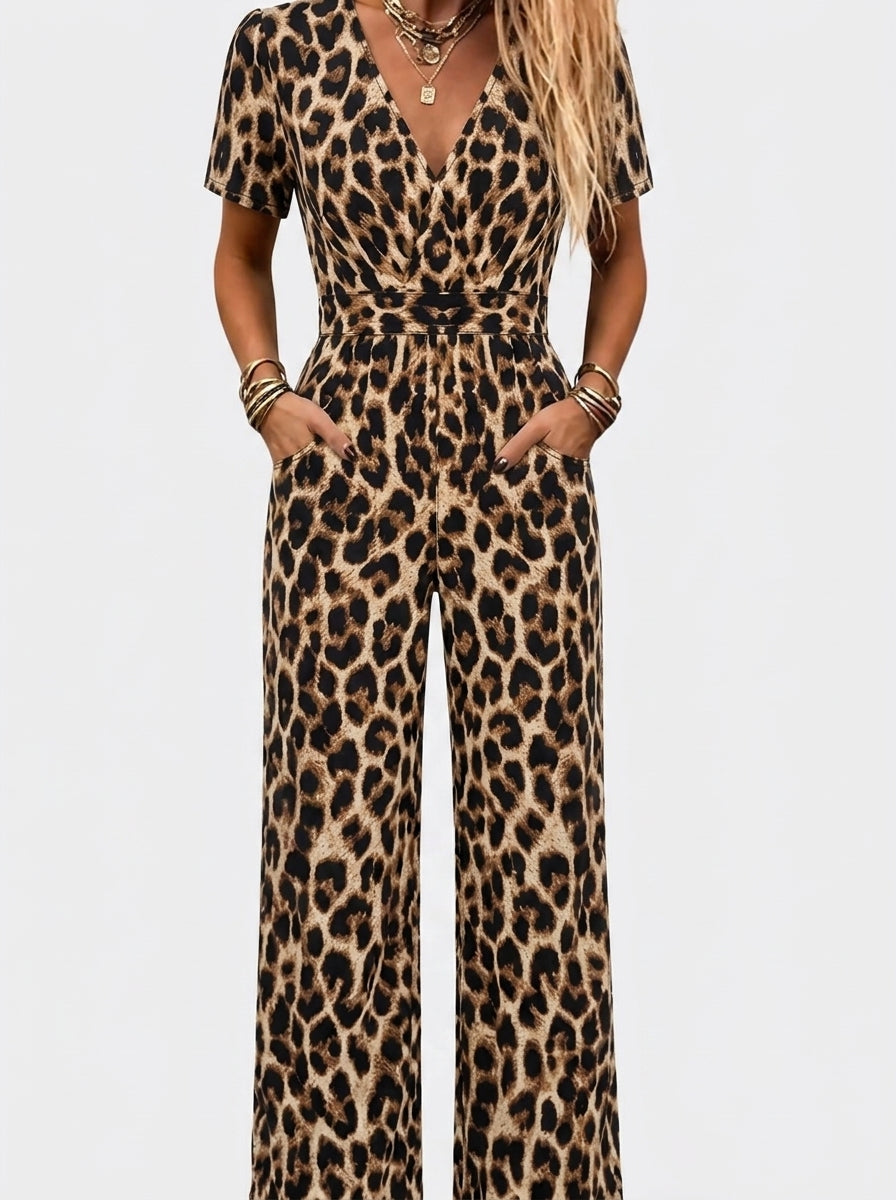 Mono animal print de pierna ancha