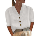 Blusa blanca con botones y detalle frontal