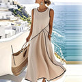 Vestido midi bohemio en tono durazno