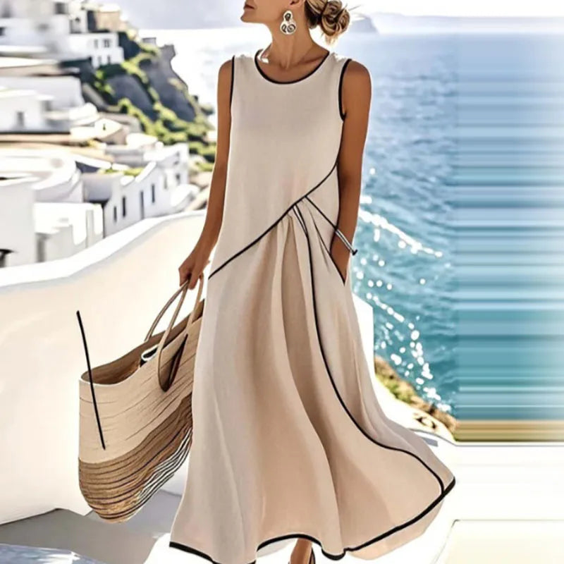 Vestido midi bohemio en tono durazno