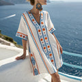 Vestido largo de playa con escote en V