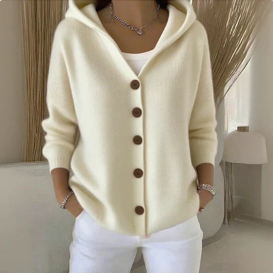 Cárdigan beige con capucha