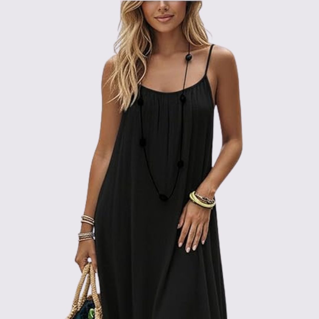 Vestido negro largo con espalda abierta
